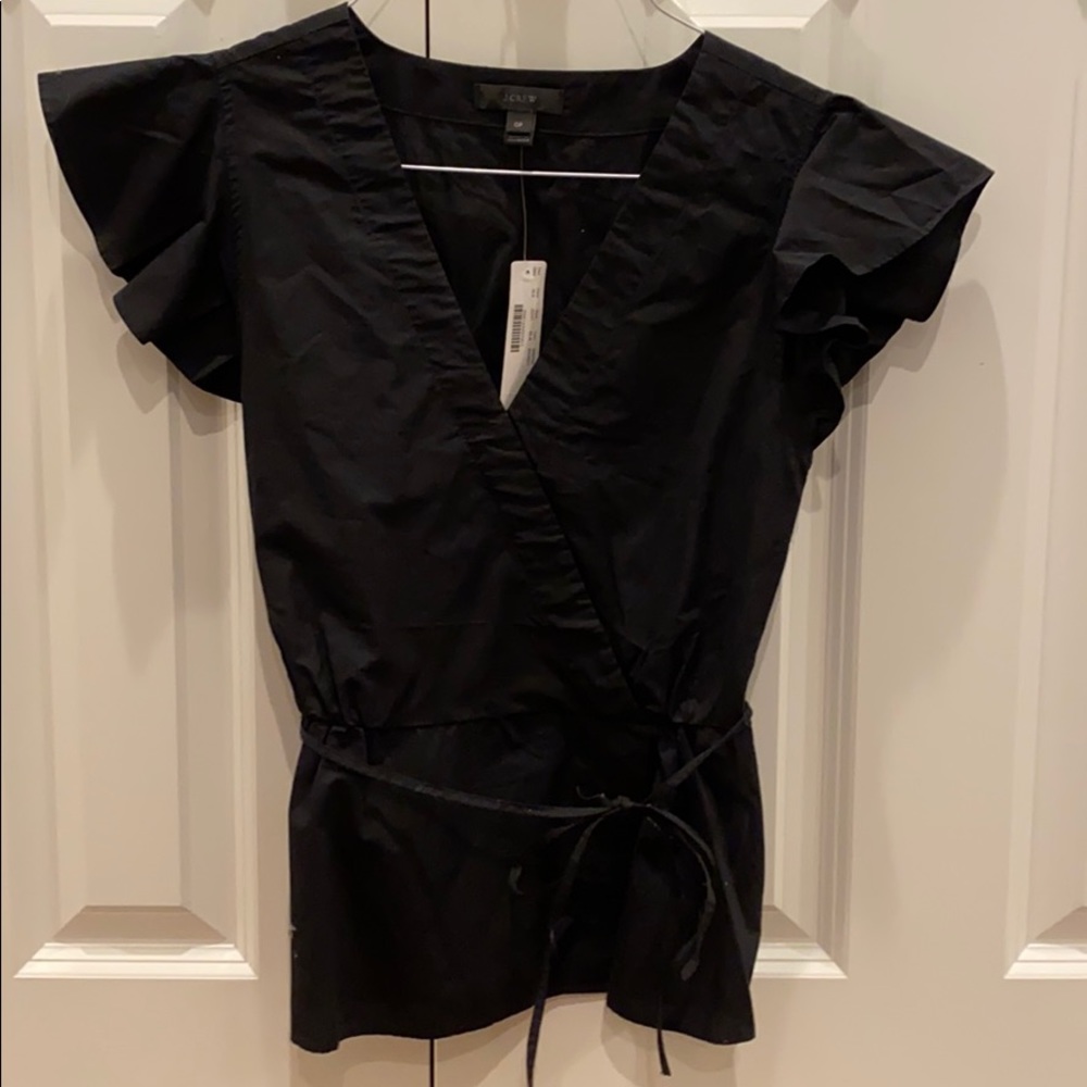 NWT! J Crew Flutter sleeve front tie blouse